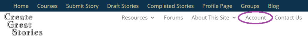 Account menu selection