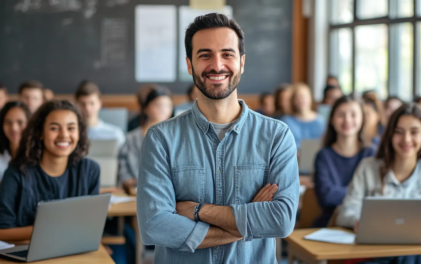 teacher in front of classroom