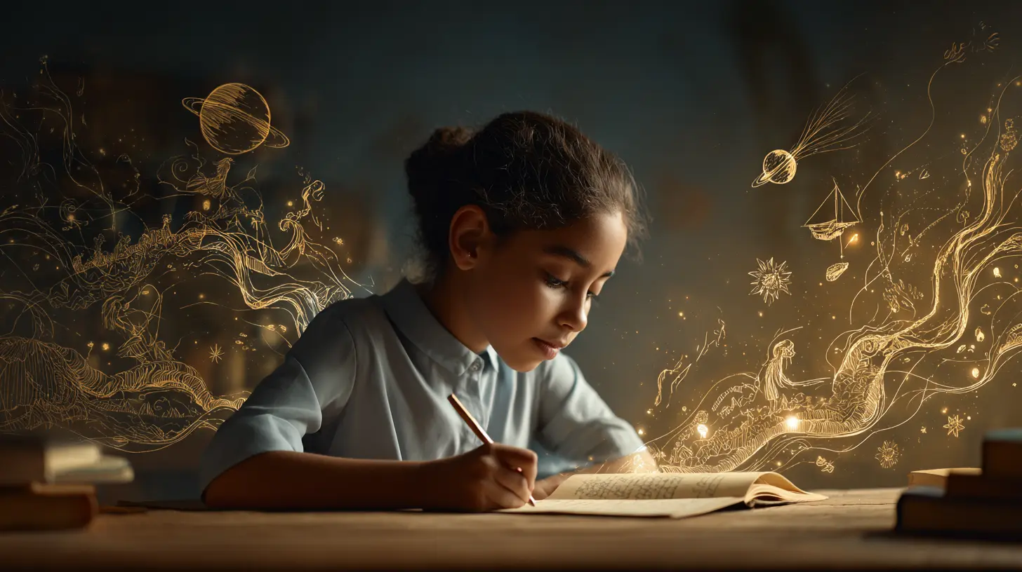 girl imagining story