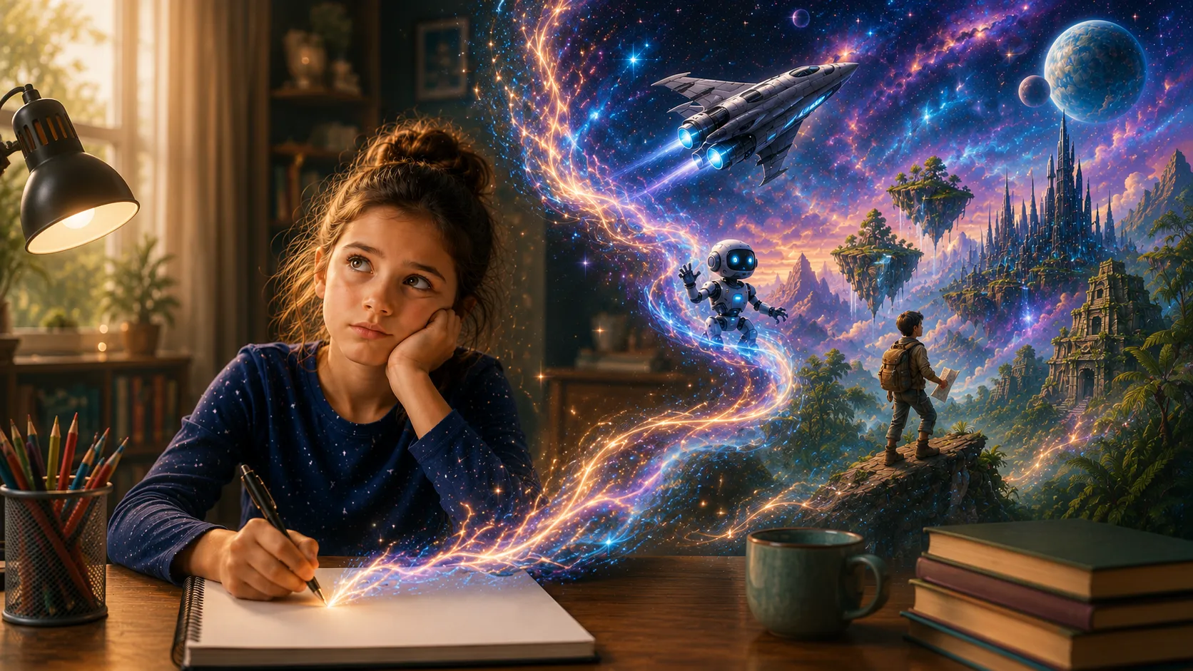 Full imagination with trouble writing – wide